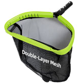 Sepetrel front view of leaf skimmer showing frame and deep bag for efficient cleaning