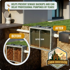 SEPTIC TREATMENT BY CABIN OBSESSION close-up of an individual dissolvable packet for easy use