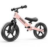 SEREED balance bike front profile showing stable frame and low seat for safety