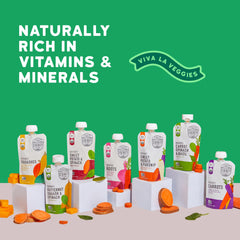Arrangement of organic spinach and squash used in Serenity Kids pouches, freshness benefit