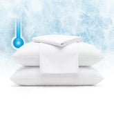 Serta front packaging showing two cooling pillow protectors and benefits