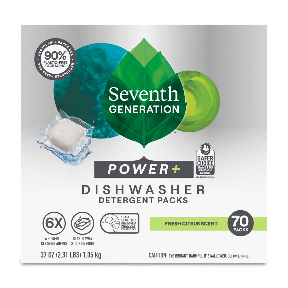 Seventh Generation front packaging showing Fresh Citrus pods and eco benefits