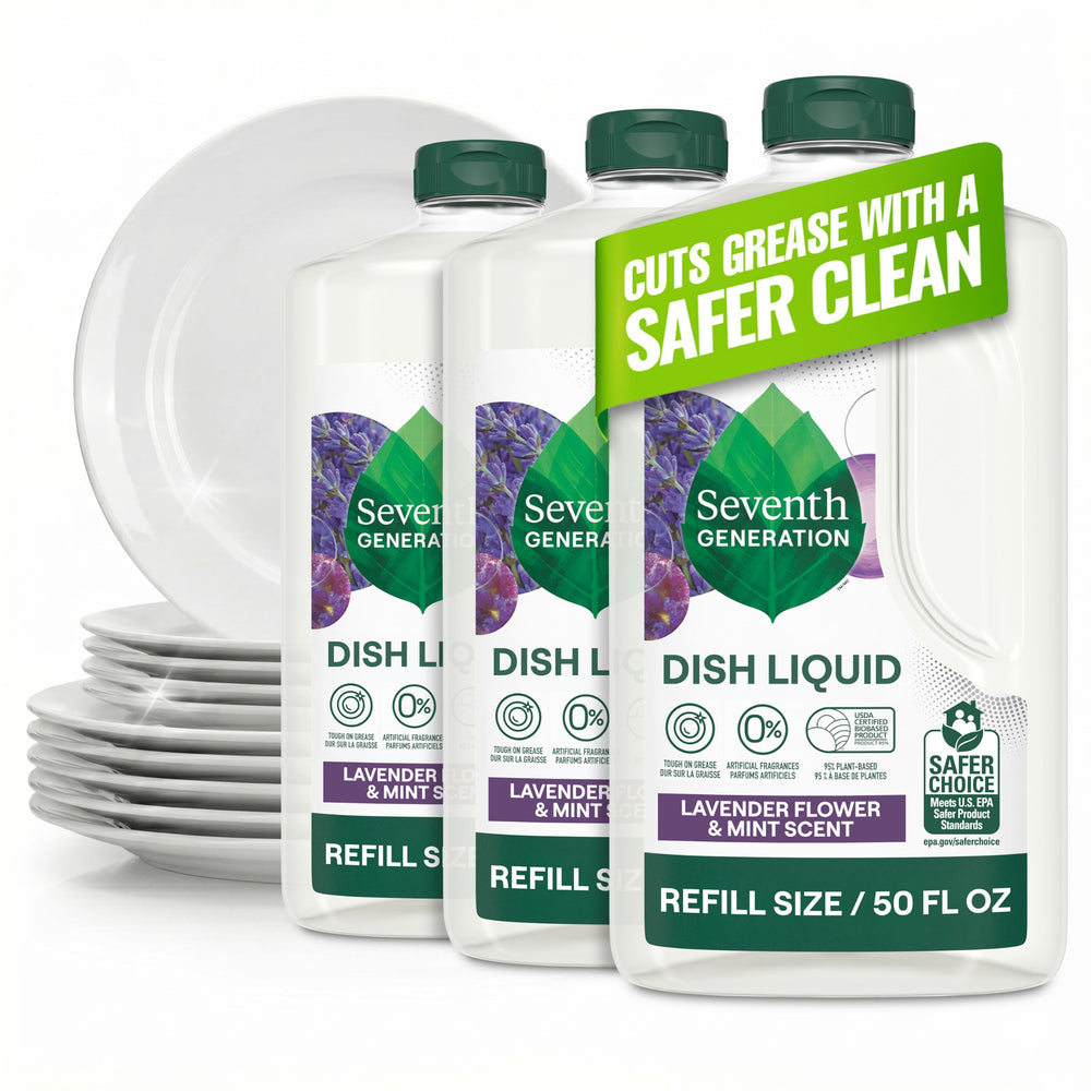 Seventh Generation front packaging showing refill pack and brand benefits