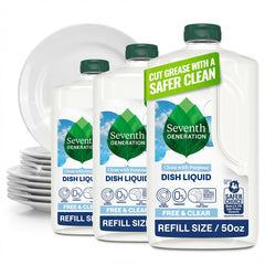Seventh Generation front packaging showing three refill bottles and plant-based benefit