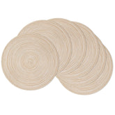 SHACOS front view of six beige placemats showing cohesive set and protection