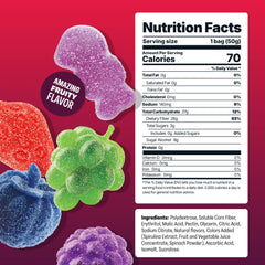 Shameless open bag displaying mixed berry gummies and vibrant fruit colors for enjoyment