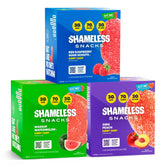 Shameless front packaging showing 18-bag bundle and flavor variety for convenience