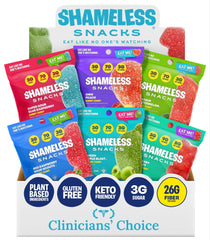 Shameless front packaging showing variety pack and low sugar claim