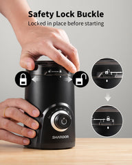 SHARDOR closeup of visual timing knob with second marks for precise grind control