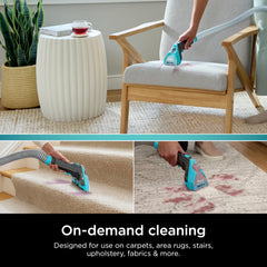 Shark solution being applied with portable cleaner showing faster stain-lift performance