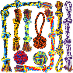 SHARLOVY front view of 9-pack rope toys showing durable variety and value