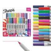 Sharpie front packaging showing 24 Color Burst markers and vibrant benefit