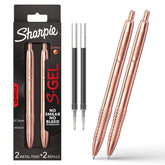 Sharpie copper pen front view showing polished metal body and cap benefit: premium look