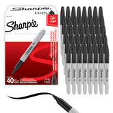 Sharpie front packaging 40-count black markers showing quantity and branding for supply reliability