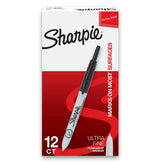 Sharpie retractable front packaging showing 12 markers and brand clarity