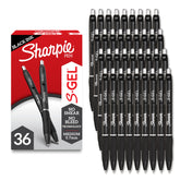 Sharpie S-Gel front packaging showing 36-count and bold black ink benefits