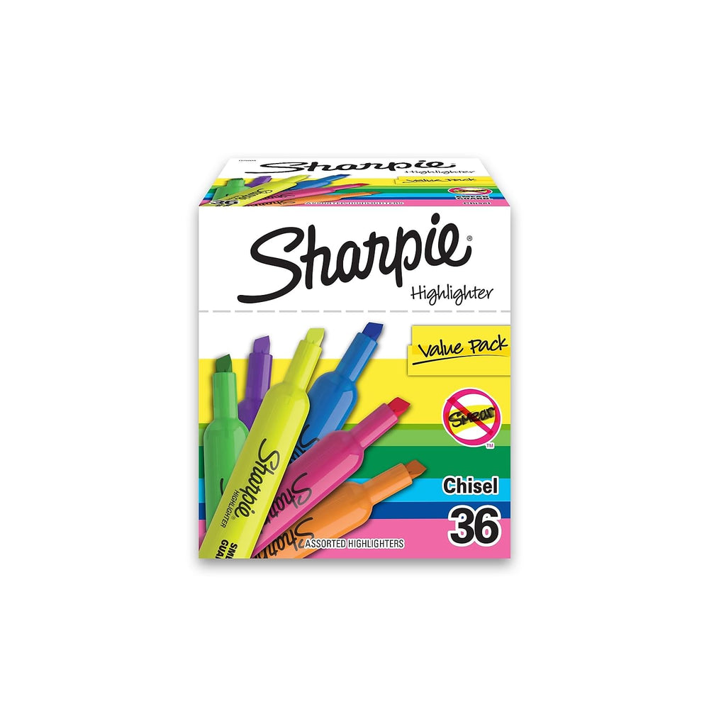 Sharpie front packaging showing 36-count set and color variety for reliable value