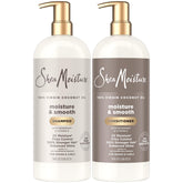 SheaMoisture front packaging showing moisture & smooth set and benefits