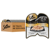 Sheba front packaging showing chicken flavor and portioned trays benefit convenience