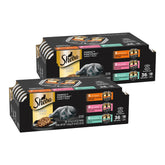 Sheba front packaging showing two packs and variety benefits