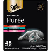 Sheba front packaging 48-count showing variety and easy serving benefit