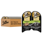 Sheba front packaging showing turkey entrée and tidy portion benefits