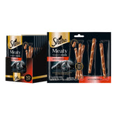 Sheba pack front showing Meaty Tender Sticks chicken flavor, easy serving benefit