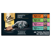 Sheba packaging front view showing variety pack and convenience benefits