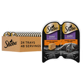 Sheba front packaging showing product and portioned trays for easy feeding