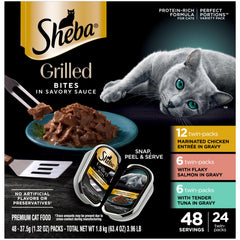 Sheba front packaging showing variety pack and twin-pack benefit