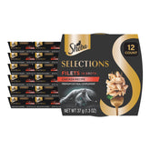 Sheba front packaging showing product name and 12-pack, highlights convenience
