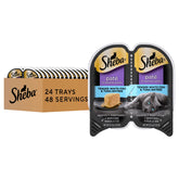 Sheba whitefish & tuna front packaging showing 24-count convenience