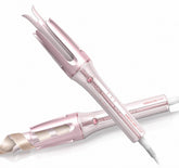 SHEGLAM pink curling iron front view showing compact design and pretty finish