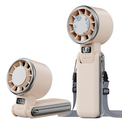 SHEWIND front view of cream fan showing compact design and portability benefit