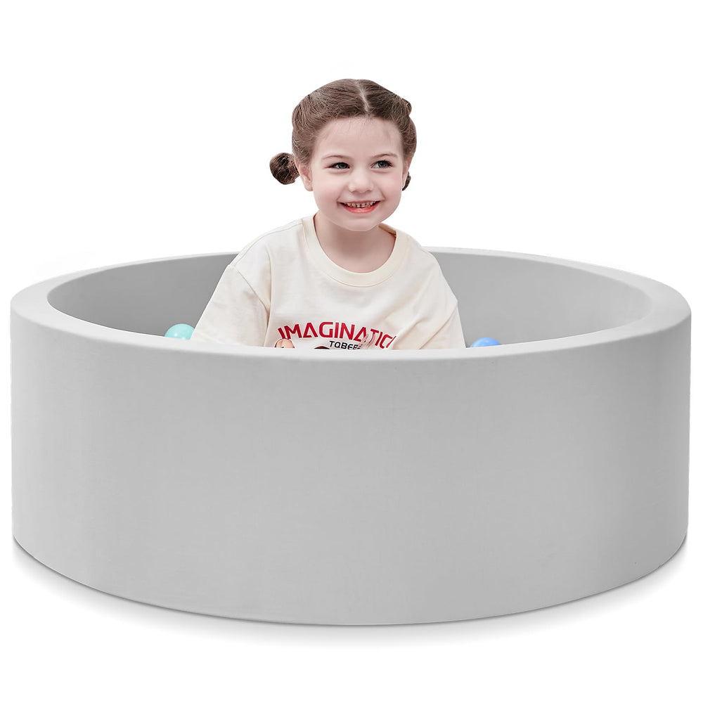 SHJADE foam ball pit front view showing safe padded walls and grey color