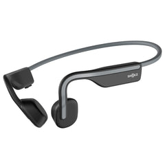 SHOKZ OpenMove front view showing slim grey frame and open-ear comfort