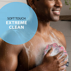 Shower Bouquet size comparison with hand illustrates extra-large 75g coverage