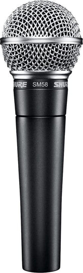 Shure SM58 front view showing capsule and classic grille, clear vocal capture