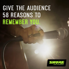 Shure SM58S side profile showing rugged metal body for touring durability
