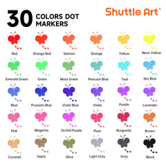Shuttle Art color chart displaying all 30 shades for sorting and learning benefits