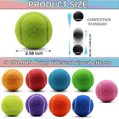 SHYUJAJIE tennis ball next to ruler showing 2.58 inch diameter clarity