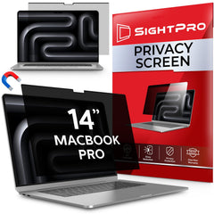 SightPro front view of packaged magnetic privacy screen showing neat fit and protection
