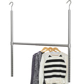 Simple Houseware chrome rod front view showing compact double-tier storage benefit