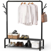 Simple Houseware full rack front view showing hanging and shelves, maximizes wardrobe storage