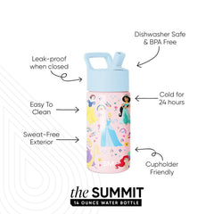 Simple Modern Disney Princess straw lid detail demonstrating leak-proof closure benefit