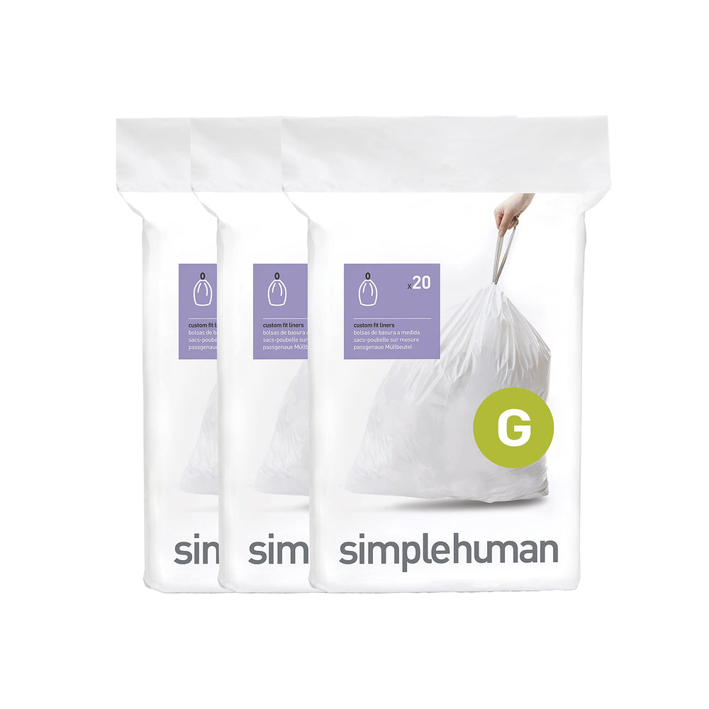 simplehuman front packaging showing 60-count and quick-dispense benefit