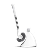 simplehuman front view of brush and white caddy showing compact tidy storage benefit