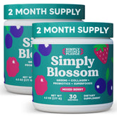 Simply Nature's Pledge front packaging showing two berry tubs and benefits