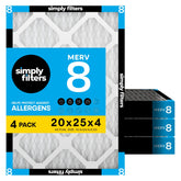 Simply front packaging showing four-pack and dimensions for clear purchase choice