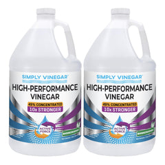 Simply Vinegar 49% front packaging showing two one-gallon bottles and benefits